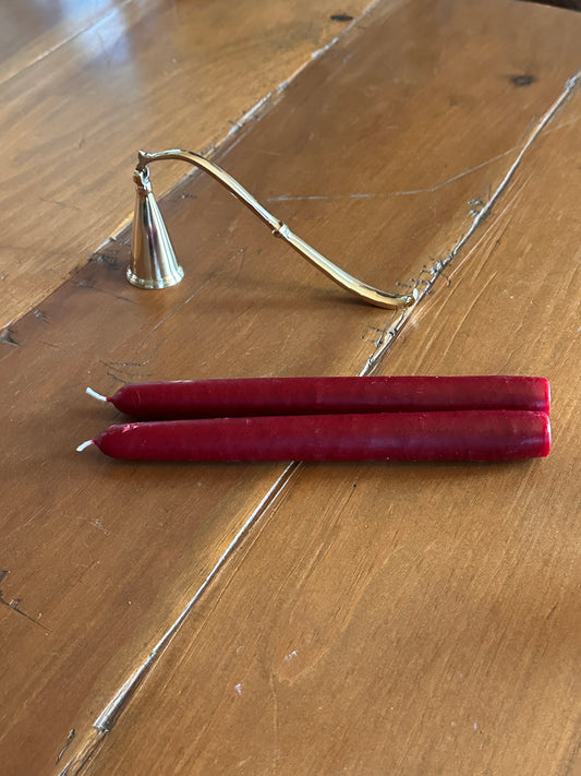 8" Cranberry Colored Taper Candles