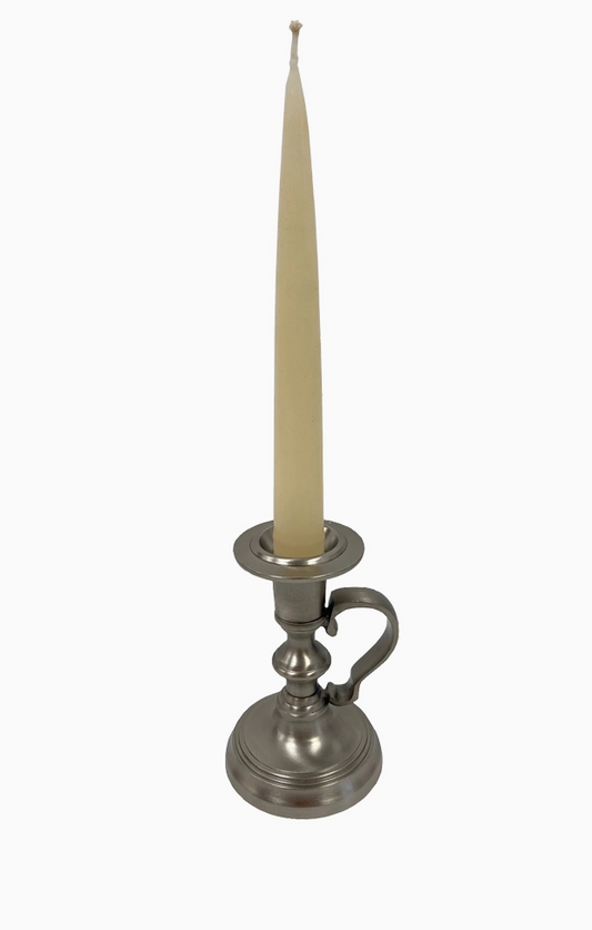 Pewter-plated brass candle holder