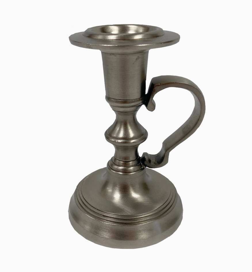 Pewter-plated brass candle holder