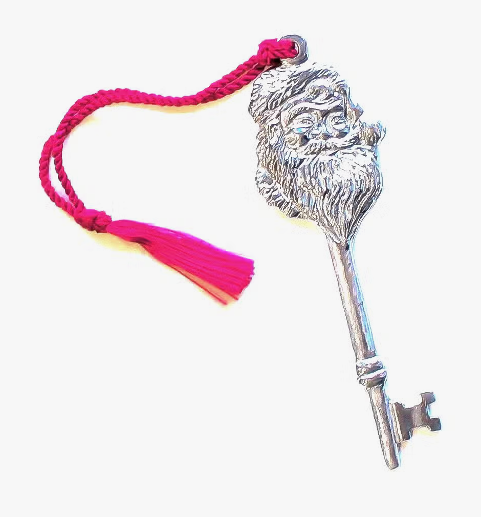 Santa Key - Pewter with red tassel