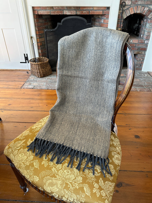 Coffee Herringbone Knee Blanket - Recycled Wool - Machine Washable!